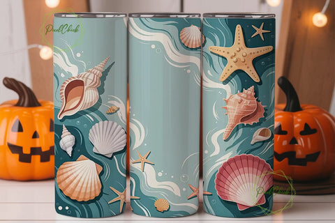 Seashells & Starfish 20oz Tumbler Wrap Sublimation PixelChick 