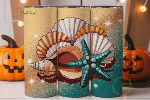 Seashells & Starfish 20oz Tumbler Wrap Sublimation PixelChick 