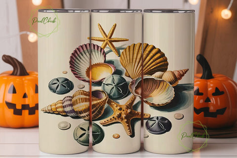 Seashells & Starfish 20oz Tumbler Wrap Sublimation PixelChick 