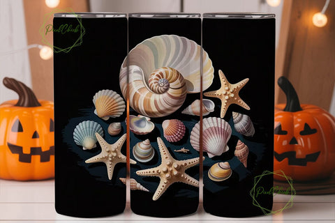 Seashells & Starfish 20oz Tumbler Wrap Sublimation PixelChick 