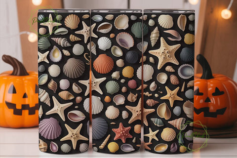 Seashells & Starfish 20oz Tumbler Wrap Sublimation PixelChick 