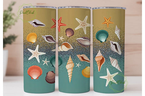 Seashells & Starfish 20oz Tumbler Wrap Sublimation PixelChick 