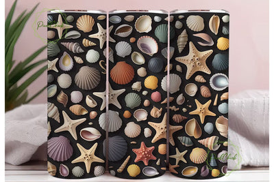 Seashells & Starfish 20oz Tumbler Wrap Sublimation PixelChick 