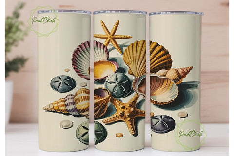 Seashells & Starfish 20oz Tumbler Wrap Sublimation PixelChick 