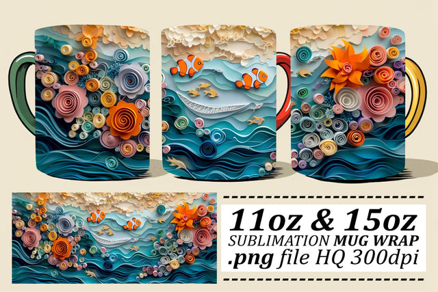 Seashore Bliss Mug Wrap Sublimation 11oz 15oz Sublimation afrosvg 