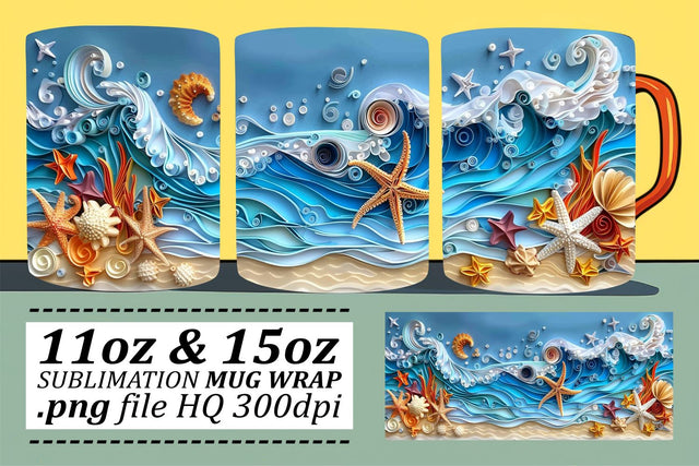Seashore Serenity Mug Sublimation Design Sublimation afrosvg 