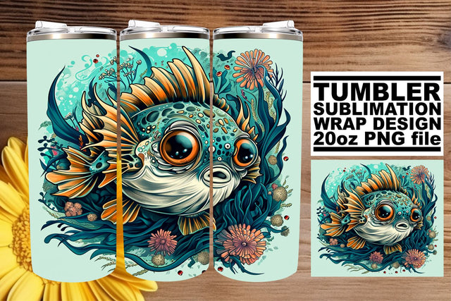 Seashore Serenity Tumbler Wrap, Sublimation Design, 20oz, Vibrant Fish Art, Coastal Watercolor Sublimation afrosvg 
