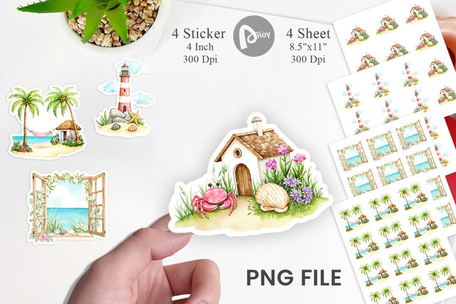 Seaside Cottage Sticker Sublimation artnoy 