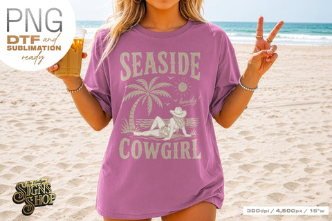 Seaside Cowgirl png, Coastal Western Beach Design Sublimation The Vintage Signs Shop 