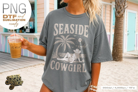 Seaside Cowgirl png, Coastal Western Beach Design Sublimation The Vintage Signs Shop 