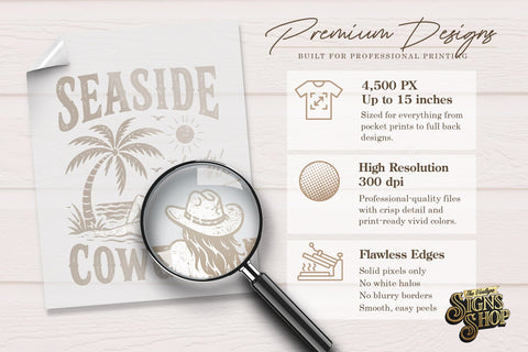 Seaside Cowgirl png, Coastal Western Beach Design Sublimation The Vintage Signs Shop 