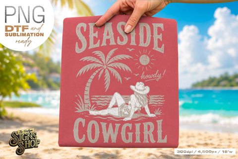 Seaside Cowgirl png, Coastal Western Beach Design Sublimation The Vintage Signs Shop 