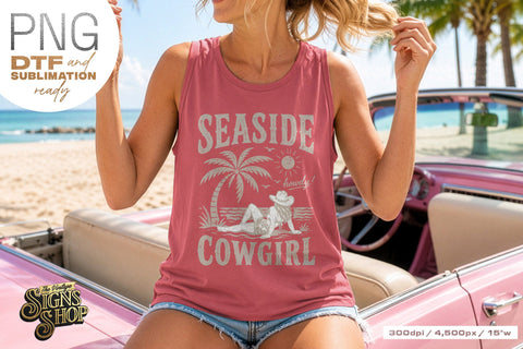 Seaside Cowgirl png, Coastal Western Beach Design Sublimation The Vintage Signs Shop 