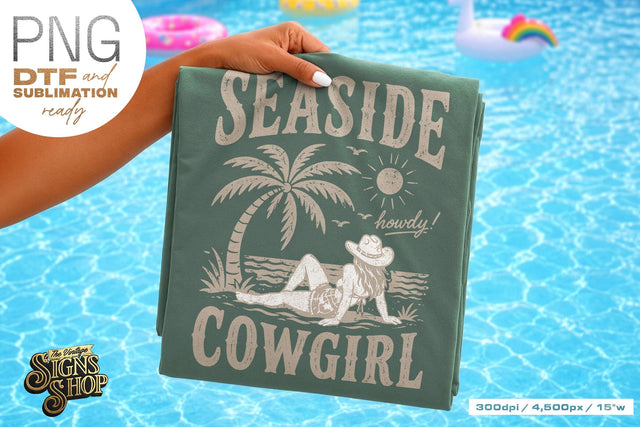 Seaside Cowgirl png, Coastal Western Beach Design Sublimation The Vintage Signs Shop 