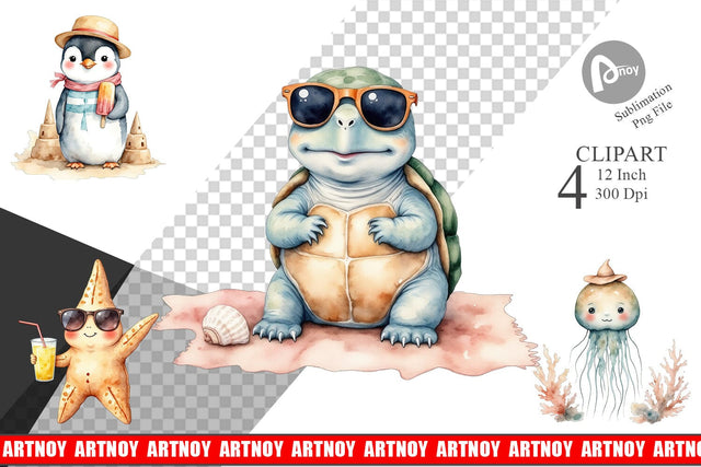 Seaside Critter Friends Clipart Sublimation artnoy 