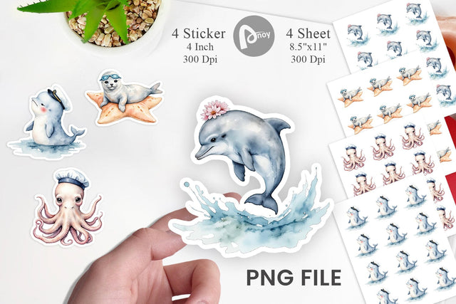 Seaside Critter Friends Sticker Sublimation artnoy 