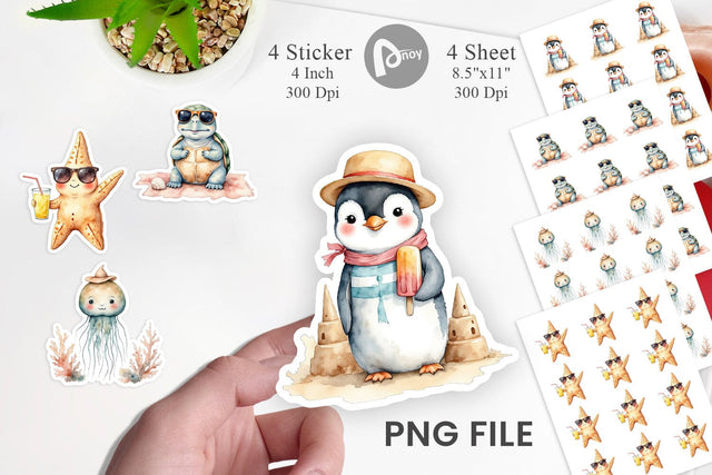 Seaside Critter Friends Sticker Sublimation artnoy 