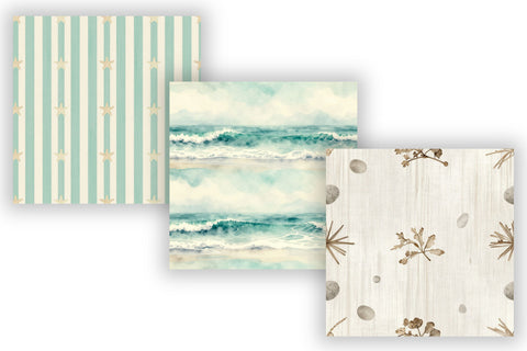 Seaside Nautical Digital Paper Pack, Beachside Seamless Patterns, Seashells, Shoreline & Coastal Printable Crafts Digital Pattern FloridPrintables 