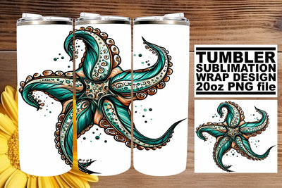 Seaside Splendor Tumbler Design, Summer Sublimation Wrap, 20oz, Coastal Fish Art, Watercolor Ocean Sublimation afrosvg 