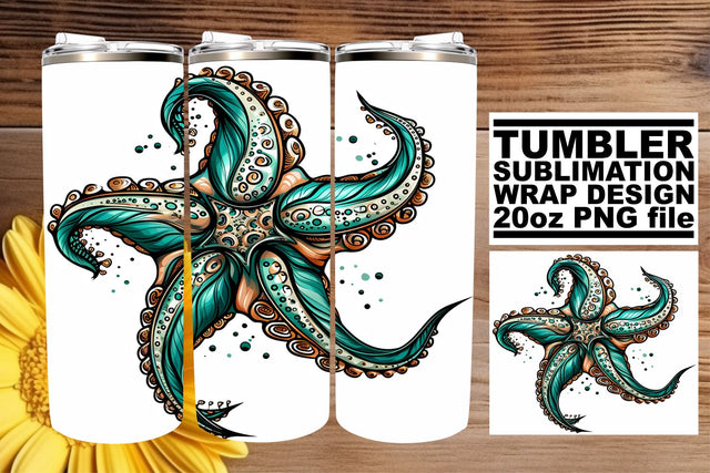 Seaside Splendor Tumbler Design, Summer Sublimation Wrap, 20oz, Coastal Fish Art, Watercolor Ocean Sublimation afrosvg 