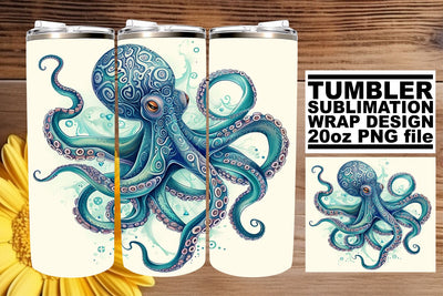 Seaside Splendor Tumbler Design, Summer Sublimation Wrap, 20oz, Coastal Fish Art, Watercolor Ocean Sublimation afrosvg 