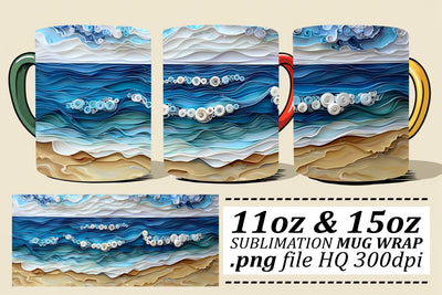 Seaside Whispers Mug Wrap Sublimation 11oz 15oz Sublimation afrosvg 