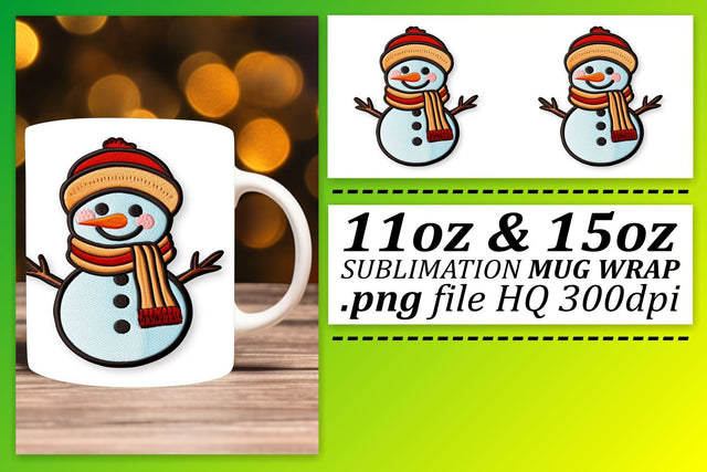 Seasonal 3D Elegance: Embroidered Mug Wrap Sublimation afrosvg 