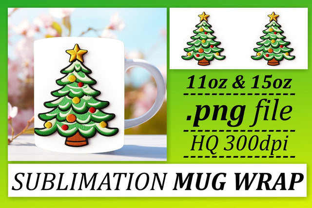 Seasonal 3D Magic: Embroidered Mug Wrap Sublimation afrosvg 