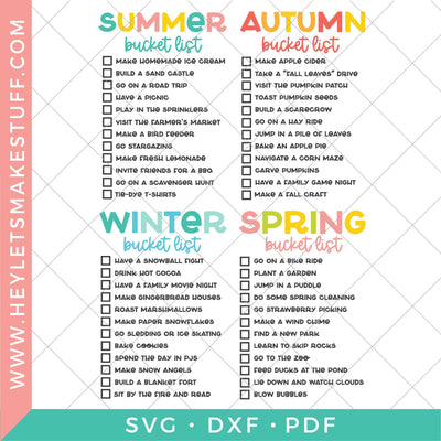 Seasonal Bucket List Bundle SVG Hey Let's Make Stuff 