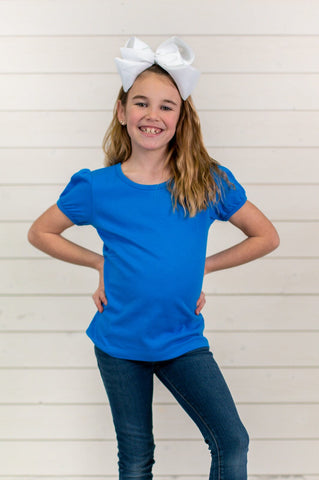 Seasonal Color T Shirts | Boys and Girls Various Styles | Blanks for T Shirt Transfers & HTV Physical ARB Blanks Girl's Short Sleeve Puff Shirt Blue 12M