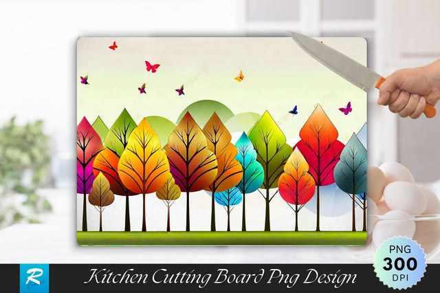 Seasonal Colors Trees Wallpaper Background Cutting Board Sublimation Regulrcrative 