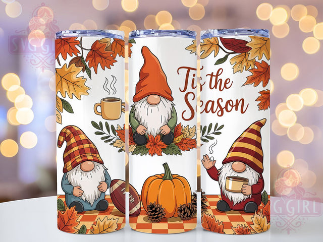 Seasonal Football Gnome Tumbler Wrap, Tis The Season Wrap, 20oz Sublimation, Fall Sports Cup, Autumn Gnome Mug, Football Season Tumbler, Cute Gnome Drinkware Sublimation SvggirlplusArt 