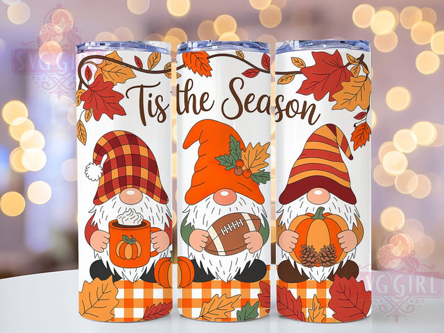 Seasonal Football Gnome Tumbler Wrap, Tis The Season Wrap, 20oz Sublimation, Fall Sports Cup, Autumn Gnome Mug, Football Season Tumbler, Cute Gnome Drinkware Sublimation SvggirlplusArt 