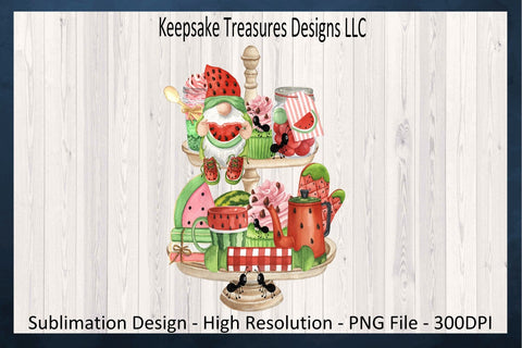 Seasoned With Sweetness Tea Towel Set, Watermelon Gnome Tiered Tray, Sublimation PNG Design, Summer Picnic, Digital Download, Printable PNG Sublimation Keepsake Treasures Designs LLC. 