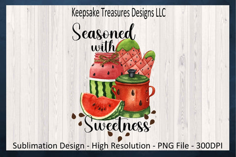 Seasoned With Sweetness Tea Towel Set, Watermelon Gnome Tiered Tray, Sublimation PNG Design, Summer Picnic, Digital Download, Printable PNG Sublimation Keepsake Treasures Designs LLC. 
