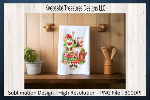 Seasoned With Sweetness Tea Towel Set, Watermelon Gnome Tiered Tray, Sublimation PNG Design, Summer Picnic, Digital Download, Printable PNG Sublimation Keepsake Treasures Designs LLC. 