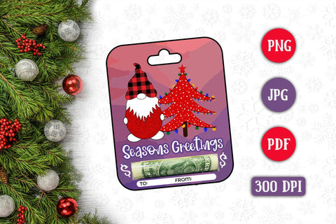 Seasons Greetings PNG, Christmas Money Card Sublimation CraftLabSVG 
