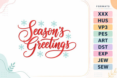 Season's Greetings Red Script Snowflakes Christmas Embroidery Design Embroidery/Applique DESIGNS sg embroidery 