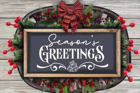 Season's Greetings SVG I Christmas Sign SVG I Holiday SVG SVG Happy Printables Club 