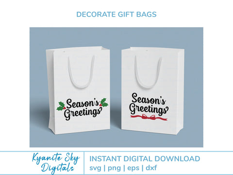 Season's Greetings SVG title with bow or holly SVG Kyanite Sky Digitals 