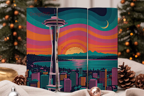 Seattle Skyline 20oz Tumbler Wrap Sublimation DesignSVG 