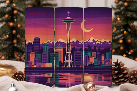 Seattle Skyline 20oz Tumbler Wrap Sublimation DesignSVG 