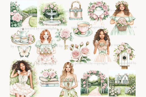 Secret Garden Clipart | Spring Illustration Bundle SVG GlamArtZhanna 