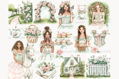 Secret Garden Clipart | Spring Illustration Bundle SVG GlamArtZhanna 