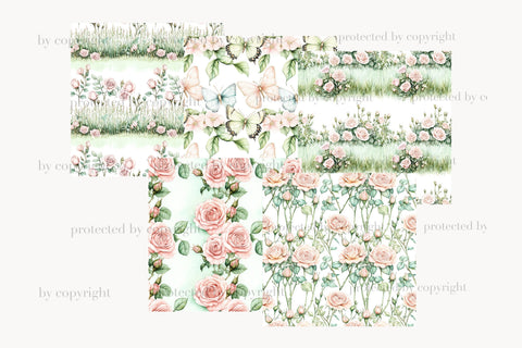 Secret Garden Digital Papers | Spring Seamless Patterns Digital Pattern GlamArtZhanna 