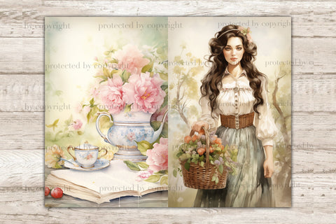 Secret Garden Junk Journal Pages | Digital Collage Sheet SVG GlamArtZhanna 