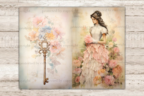 Secret Garden Junk Journal Pages | Digital Collage Sheet SVG GlamArtZhanna 