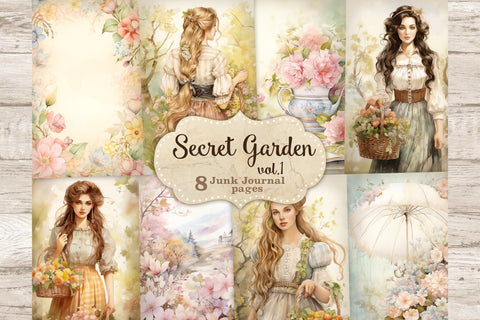 Secret Garden Junk Journal Pages | Digital Collage Sheet SVG GlamArtZhanna 