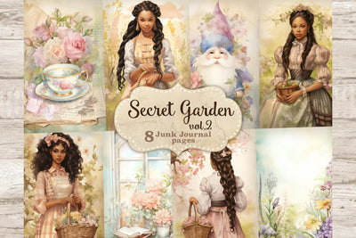 Secret Garden Junk Journal Paper | Black Girl Printable SVG GlamArtZhanna 