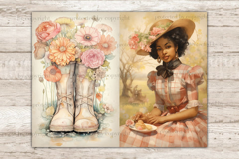 Secret Garden Junk Journal Paper | Black Girl Printable SVG GlamArtZhanna 